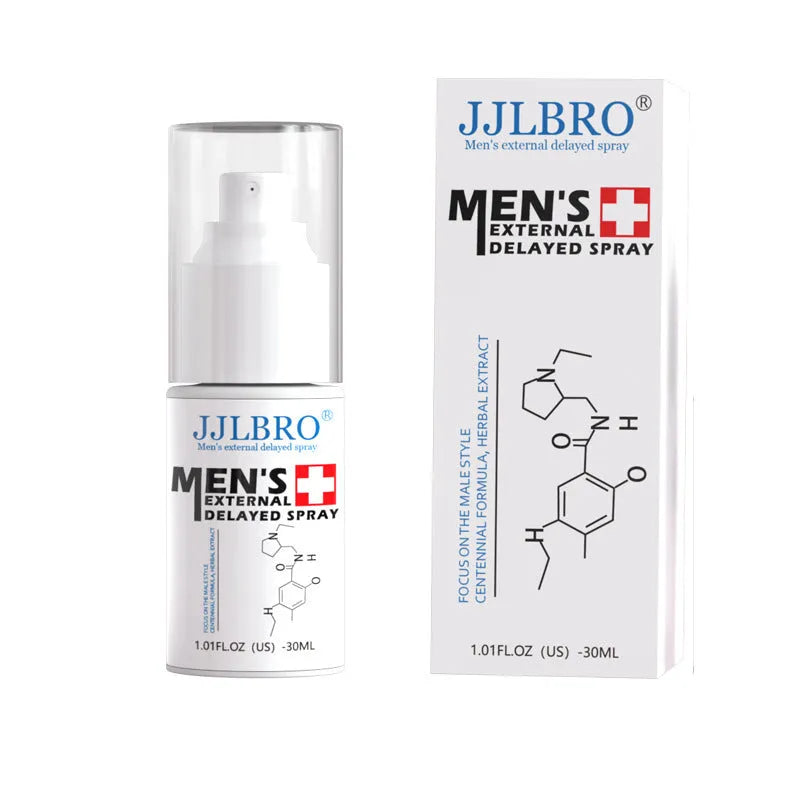 White 30ml male delayed spray bottle with time-control function for extended intimacy