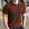 Men's slim fit Henry collar polo shirt in thin polyester fabric, shown in solid colours.