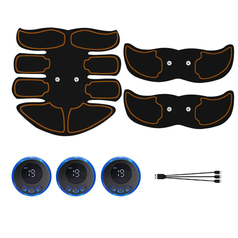 K81 digital abdominal muscle stimulation patch with triple pads and red, blue, or yellow edge trim options
