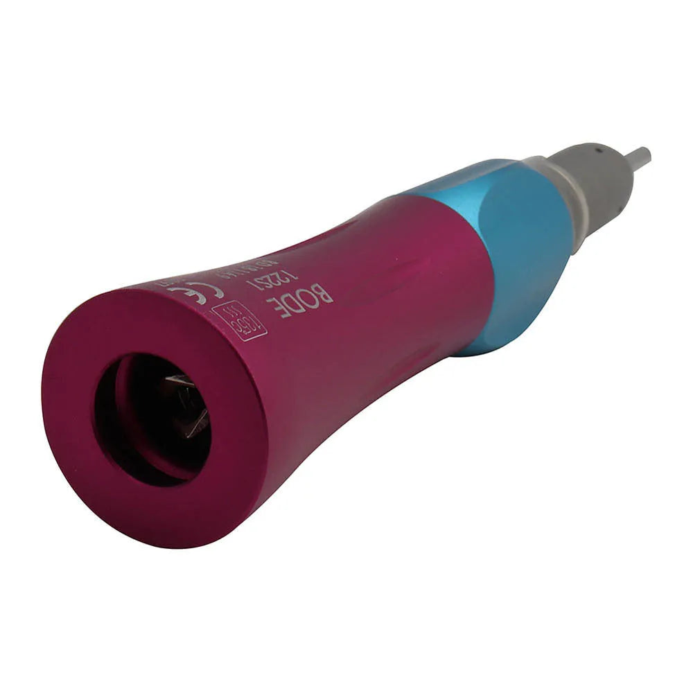 Dental low-speed handpiece set with straight and bending machines in pink metal finish