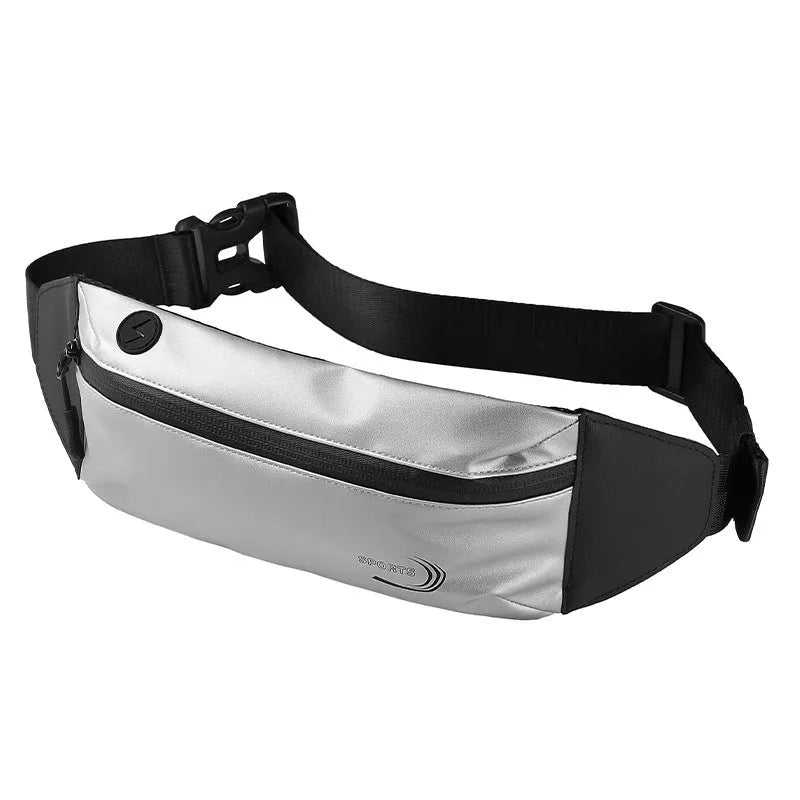 Men's waterproof sports waist bag in black, blue or grey made from 600D Oxford polyester.