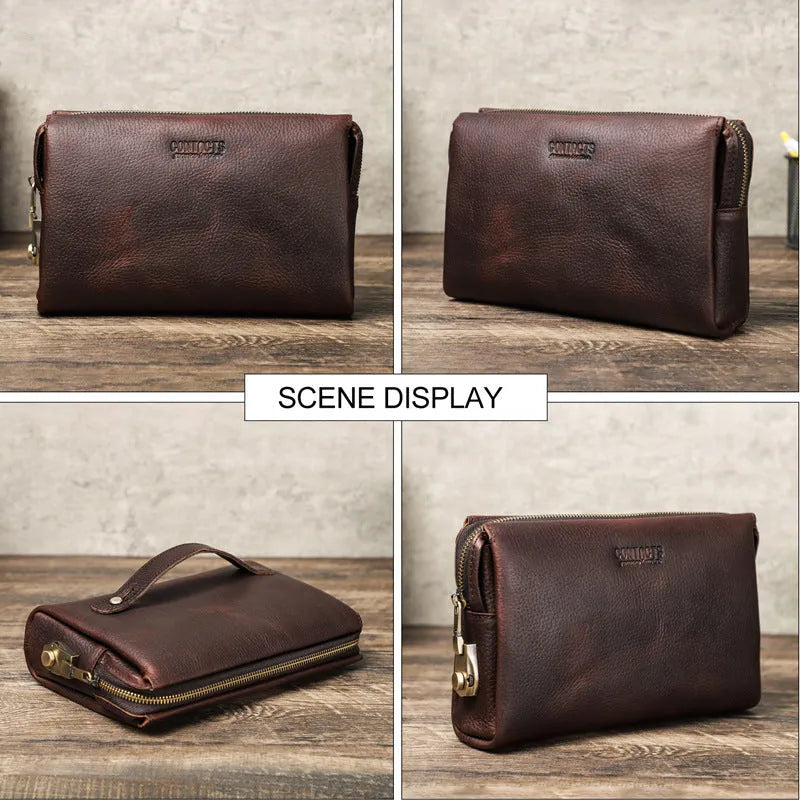 Black Angel first layer cattlehide leather men's wallet in black with bifold design