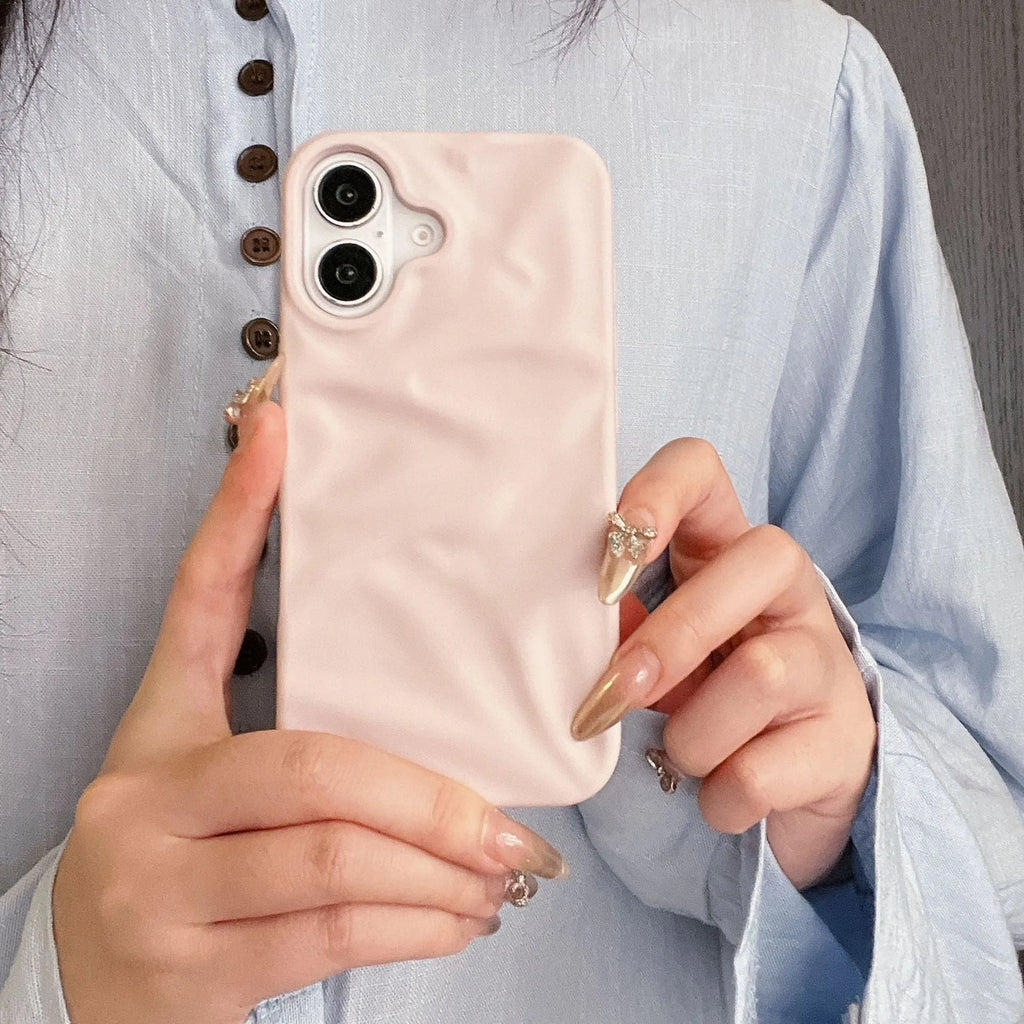 High-grade three-dimensional pleated silicone phone case in oil injection colour for iPhone, soft shell design
