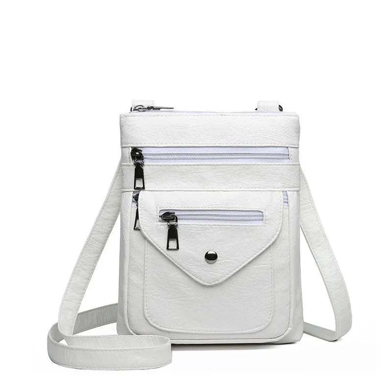Vertical square crossbody phone shoulder bag for women in black, white, grey, or yellow brown