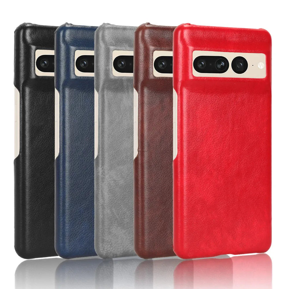 Business Oil Edge Lychee Pattern faux leather flip phone case for Google Pixel6 in black with textured finish