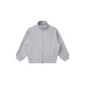 Men's stand collar zip sweatshirt jacket in gray or black, loose thin polyester cardigan with side seam pockets
