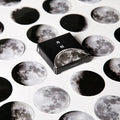 Boxed set of 45 black moon phases and calendar planet stickers for hand accounting
