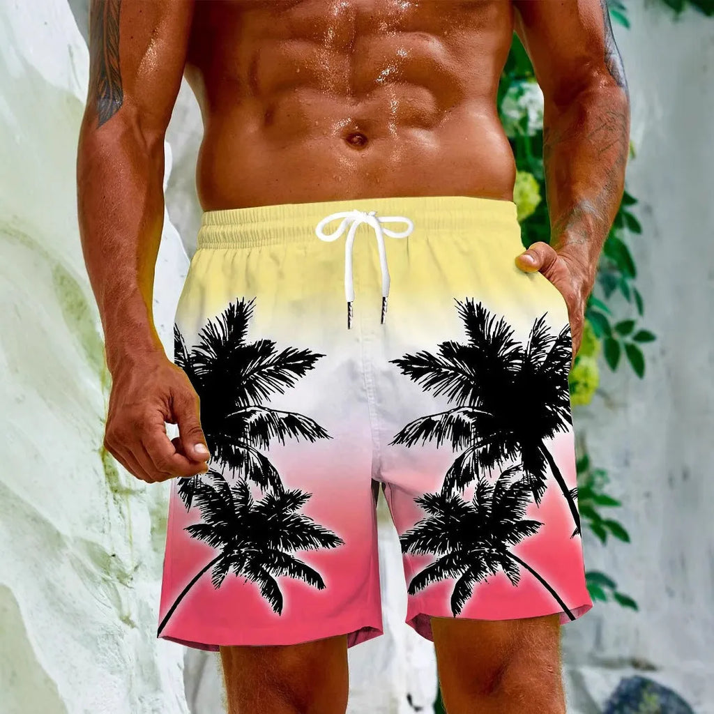 Men's micro-elastic quick-dry swimming trunks in polyester fabric showing colour options