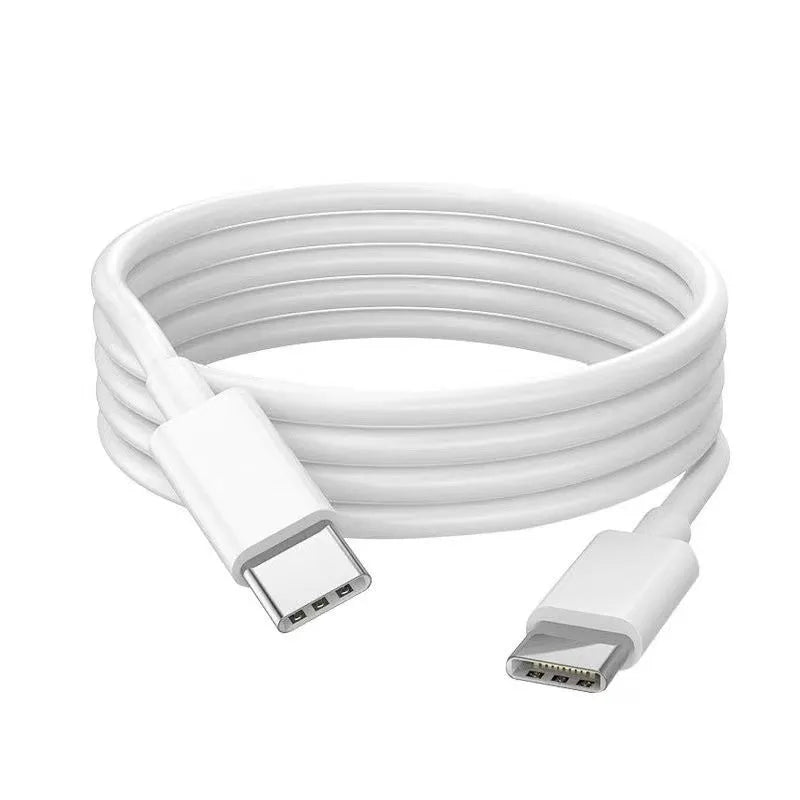 White 60W dual Type-C fast charge data cable with 2m length on a plain background