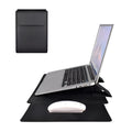 Clamshell laptop sleeve in imitation leather with mouse pad holster and small bag, 13.3 inch and 15.6 inch sizes