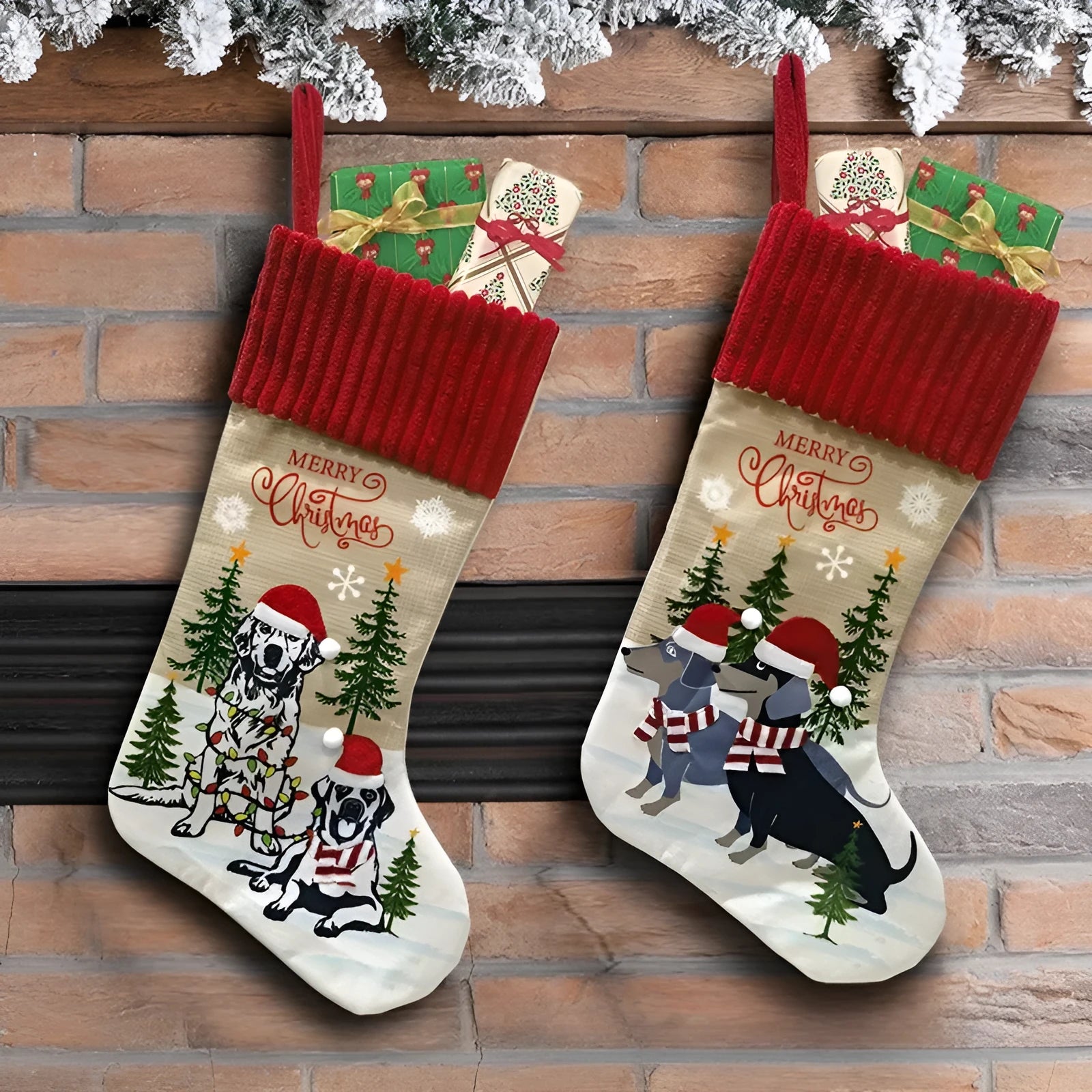 Cloth Christmas tree pendant ornament with pastoral American style decoration measuring 46x28cm