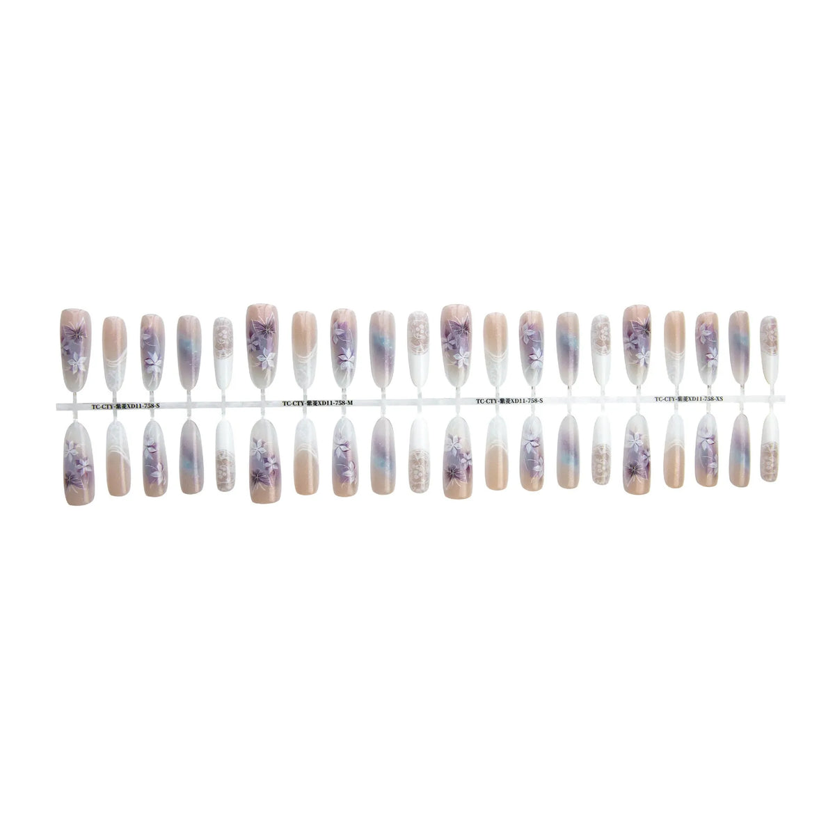 Chinese style butterfly oval almond prefabricated nail art stickers, 40PCS, ziling colour, frosted or glossy finish