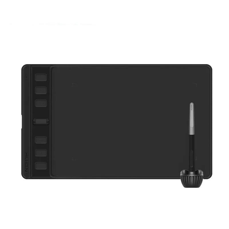 Hua Wang H641P black and pink graphics tablet with digital pen for mobile phone and computer drawing.