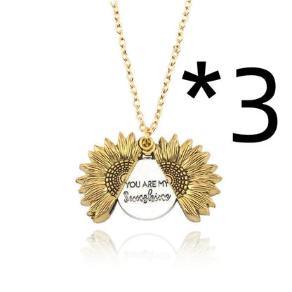 A stunning sunflower pendant necklace with an adjustable chain in various fashionable colors