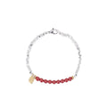 Silver couple bracelet with geometric round beads on copper with gold plating, 16cm length