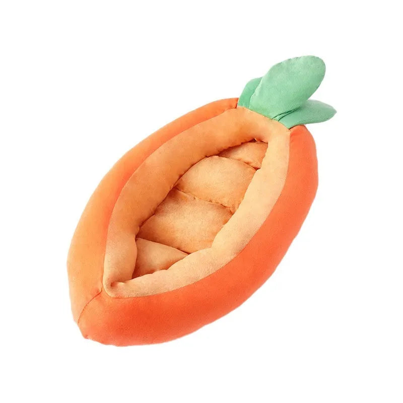 Reversible dog mattress with removable carrot cartoon design cover in medium and large sizes