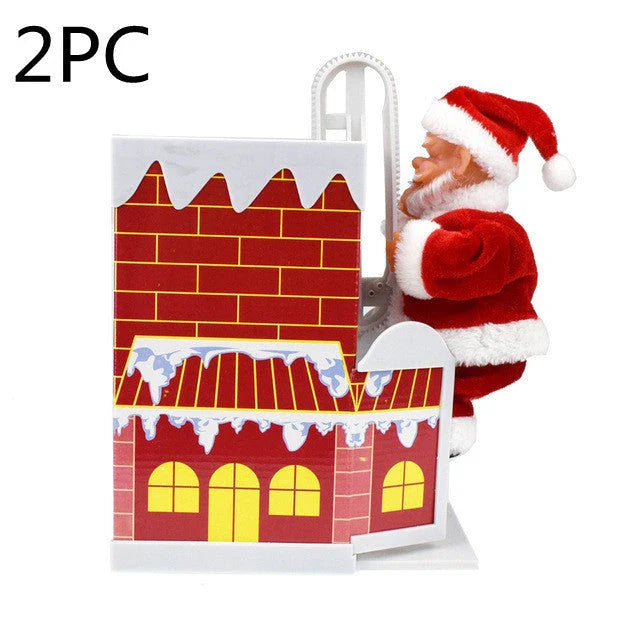 Magical Santa Claus decoration that climbs up and down a chimney, playing Christmas carols and creating a festive atmosphere