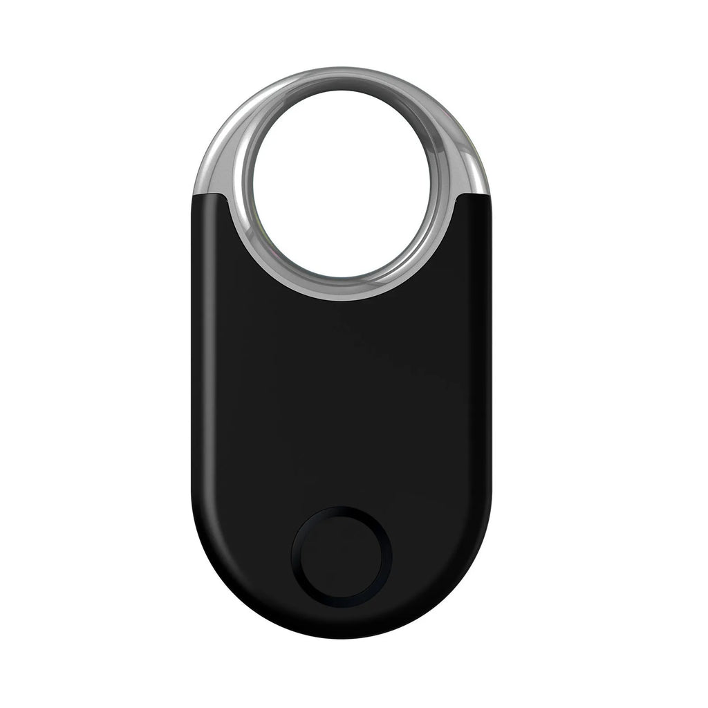 Small black and white GPS anti-lost tracking device for pets and children, showing USB port.
