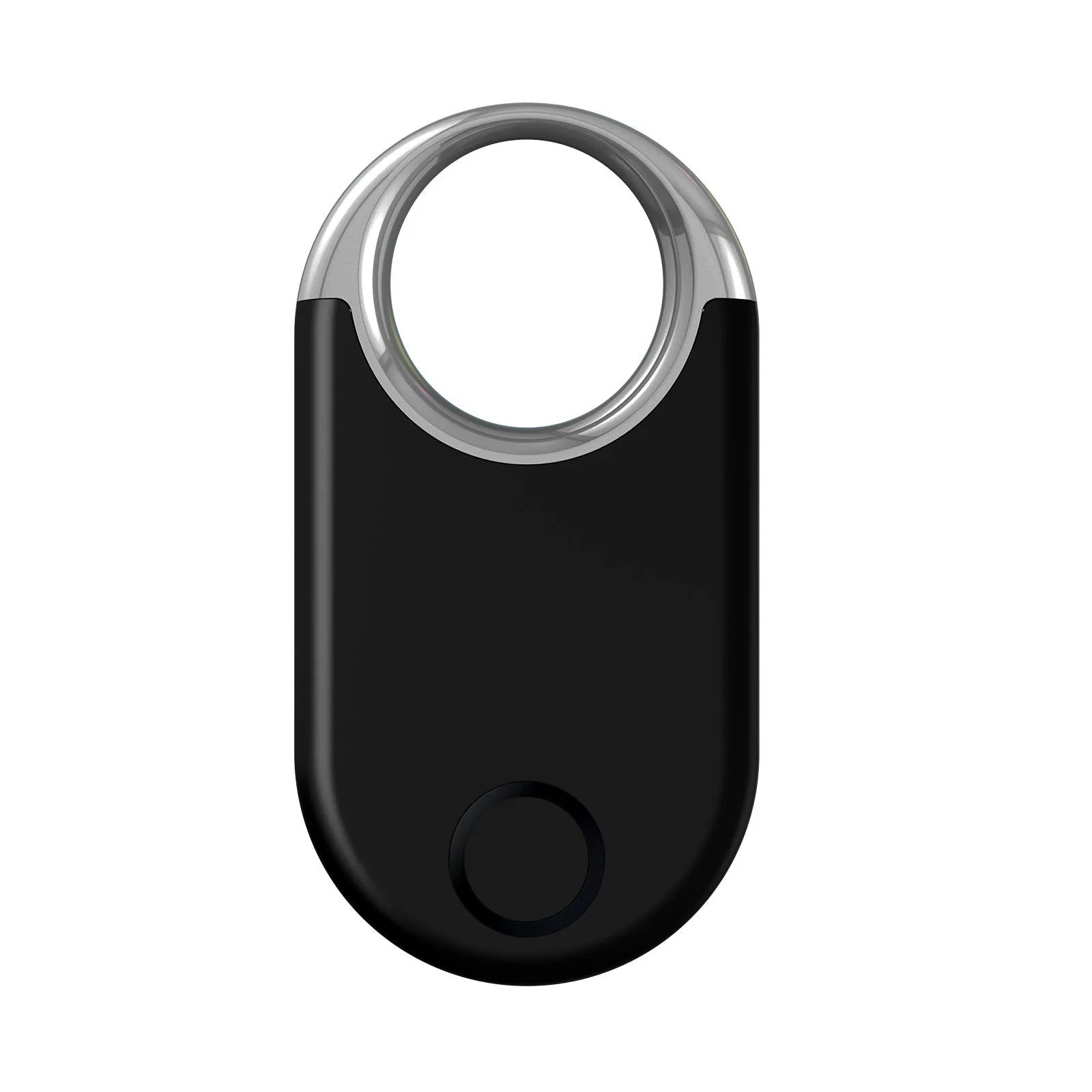 Small black and white GPS anti-lost tracking device for pets and children, showing USB port.