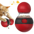 Plastic rotating cat toy with sound and food dropping ball measuring 155mm