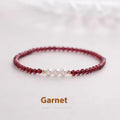 Women's artificial pearl bracelet with Chinese garnet beads in crystal construction