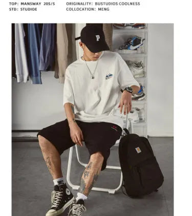 Men's loose fit plus size short sleeve t-shirt in black, grey or white.