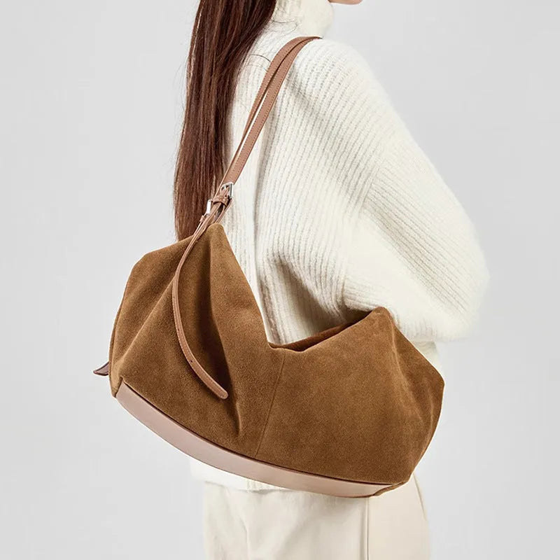 Women's genuine leather large capacity tote bag in caramel with outer sandwich pocket, matte finish
