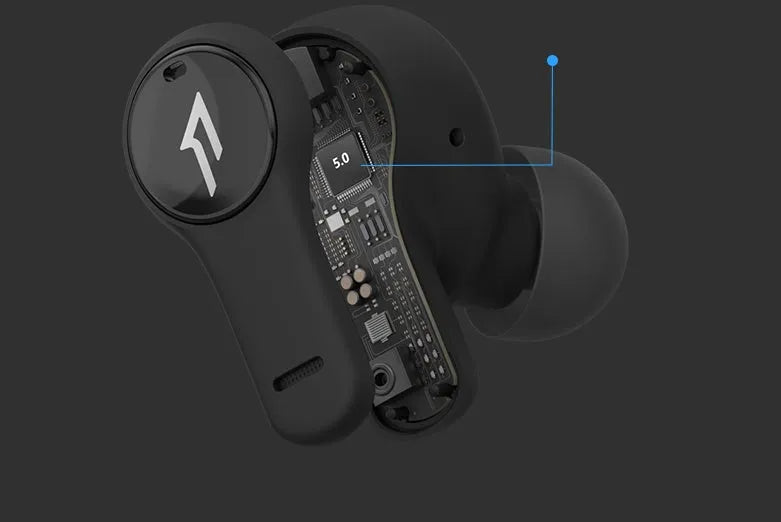 True wireless Bluetooth headphones in black or white with in-ear sports design