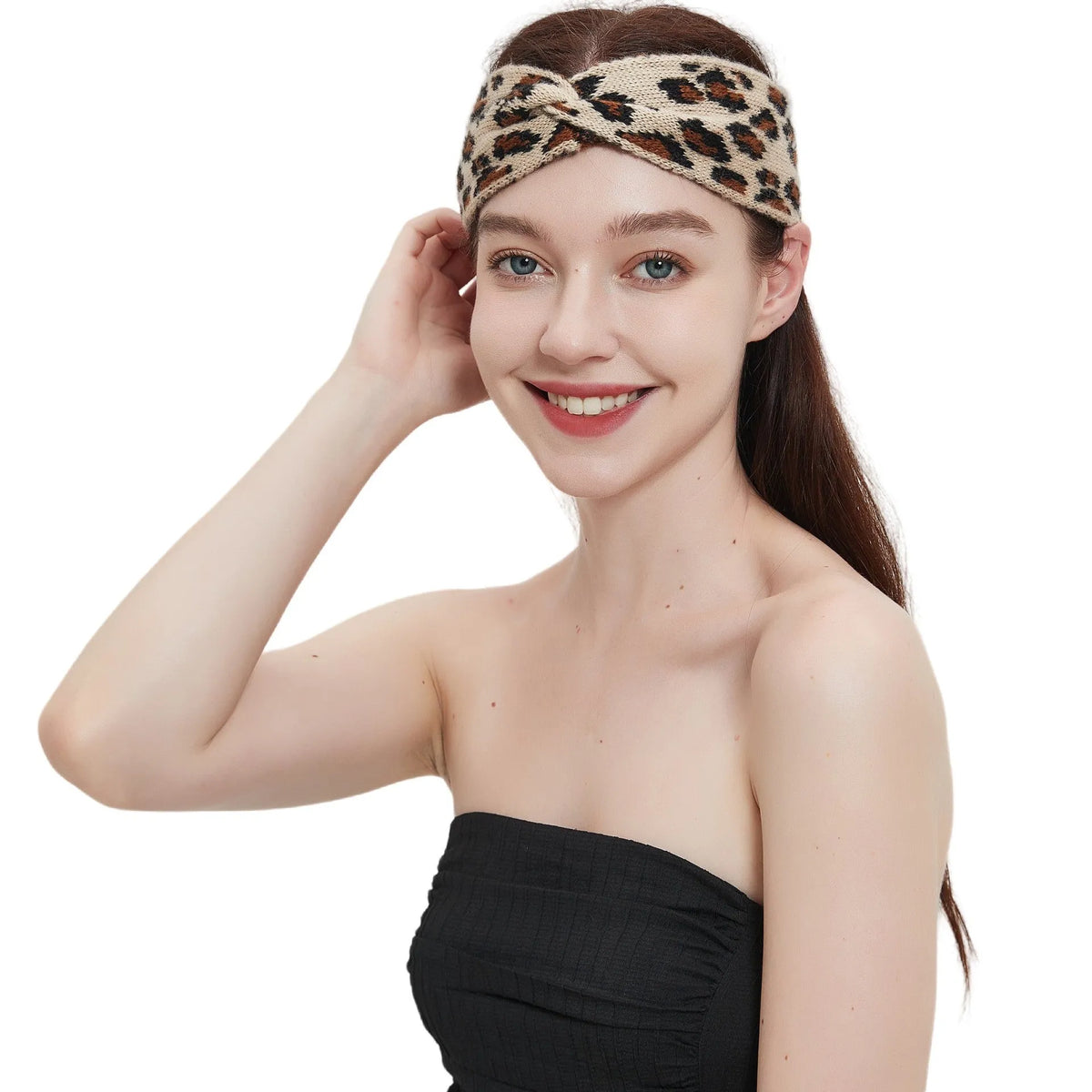 Leopard print bow headband in acrylic, 22x10cm, women's hair band for gifting and street-style looks