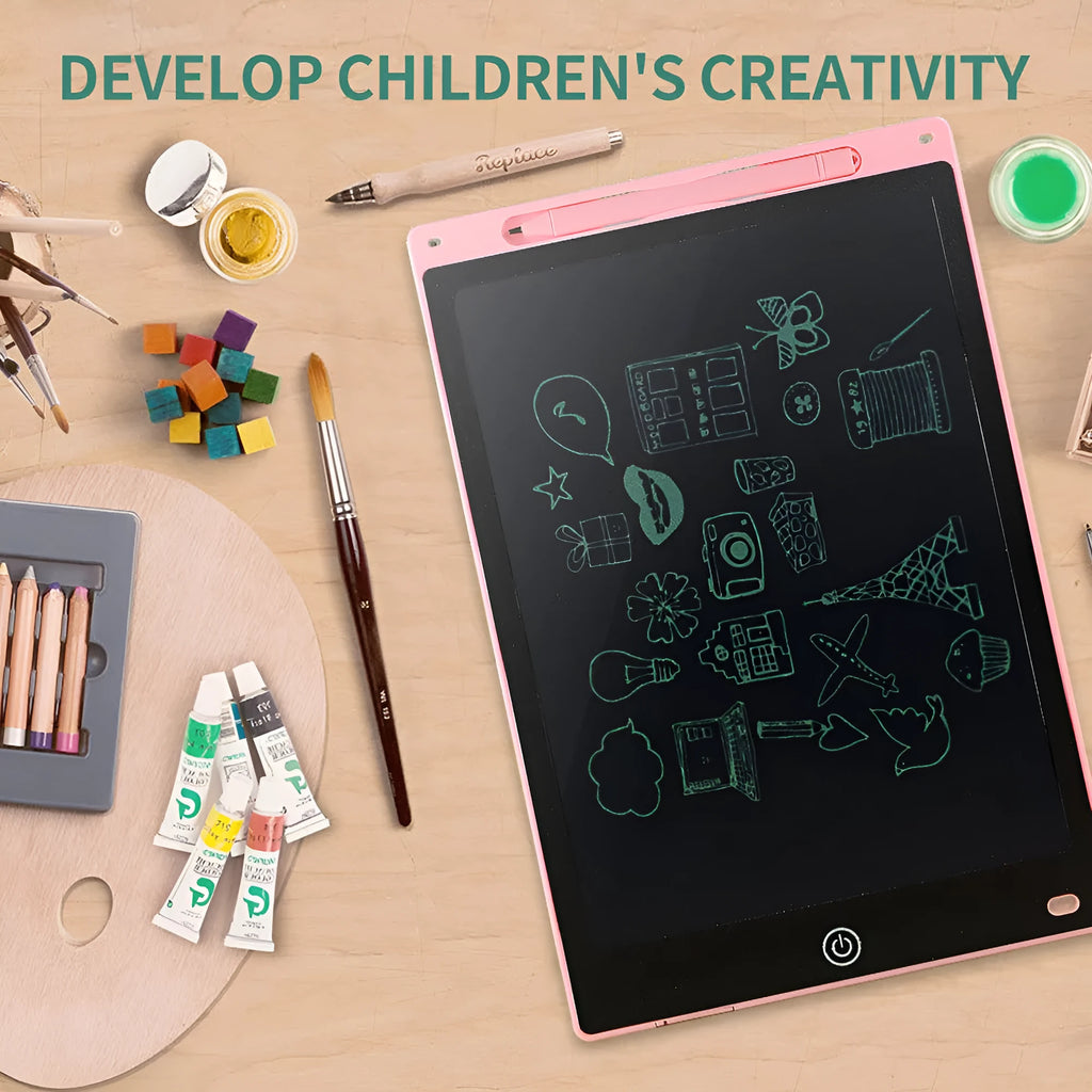 LCD drawing tablet for children with stylus in multiple sizes and colours
