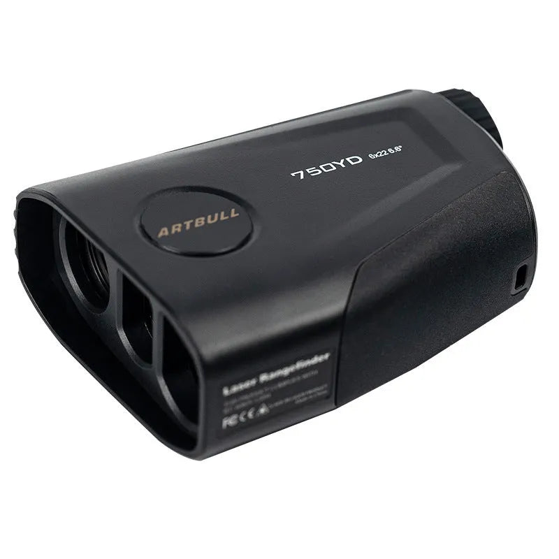 Golf laser rangefinder with slope compensation and flag vibration lock showing LCD display and measurement modes