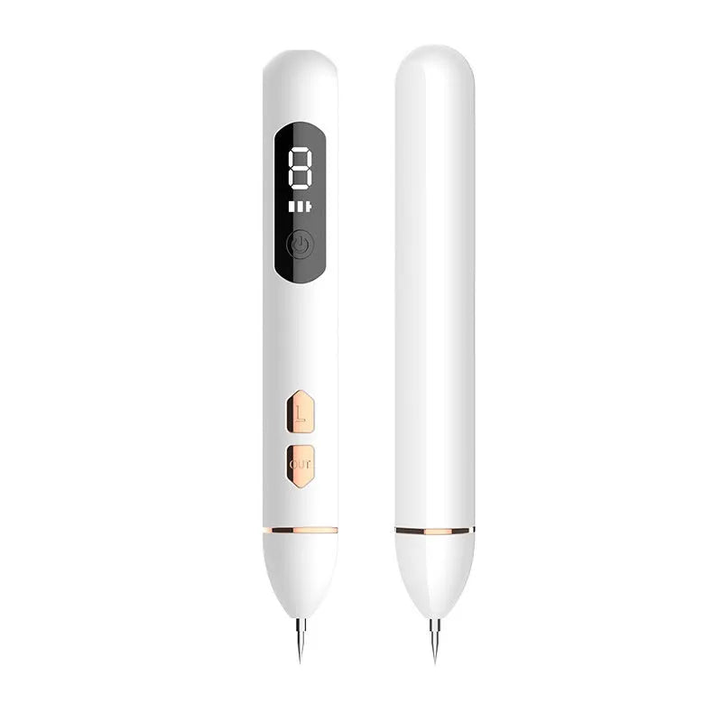 Electric laser fleck removal pen, 23x195mm, ABS stainless steel, with thick and thin needles and USB cable.