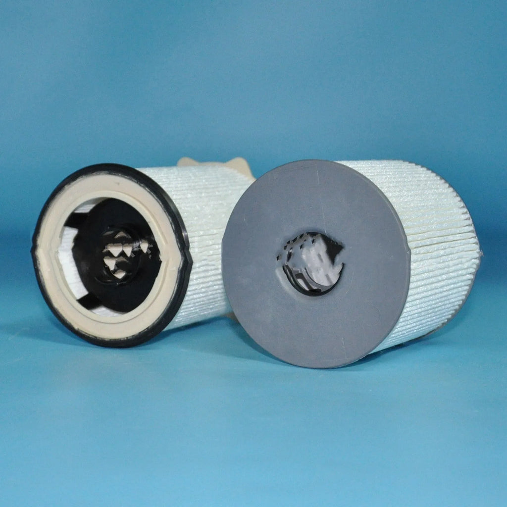 White diesel fuel filter kit for RAM 1500 to 5500 series trucks, showing filter housing and sealing ring.