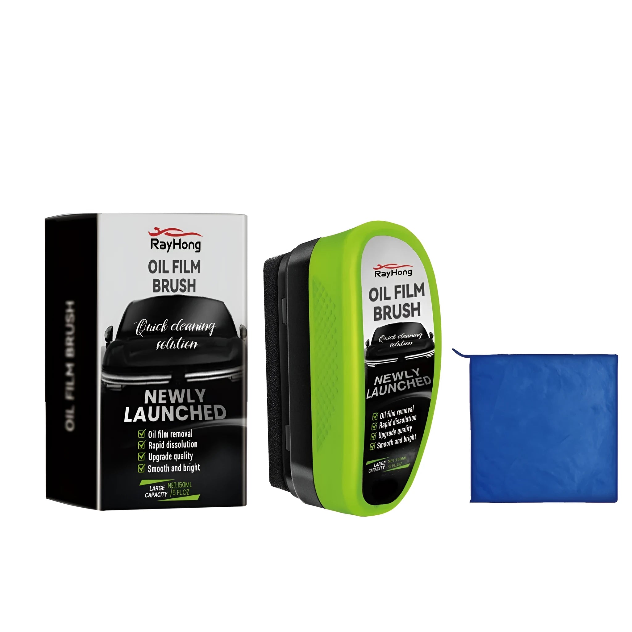 Automobile oil film brush set with 150ml cleaning solution and microfibre towel for windscreen care