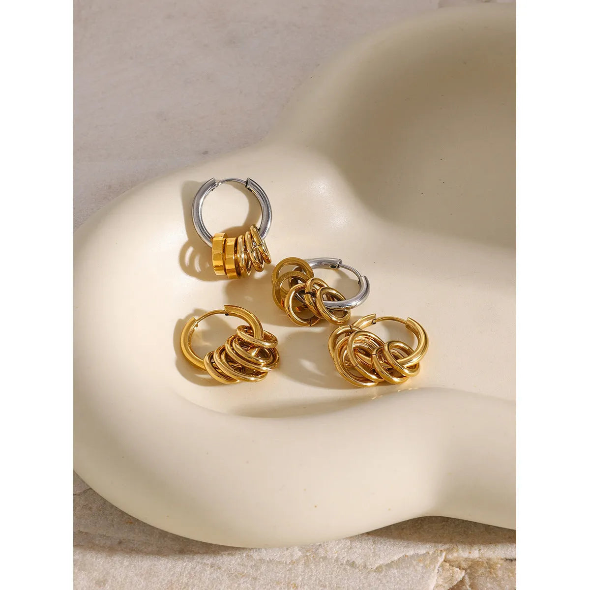 Stainless steel colour matching earrings with electroplated finish in ins style design