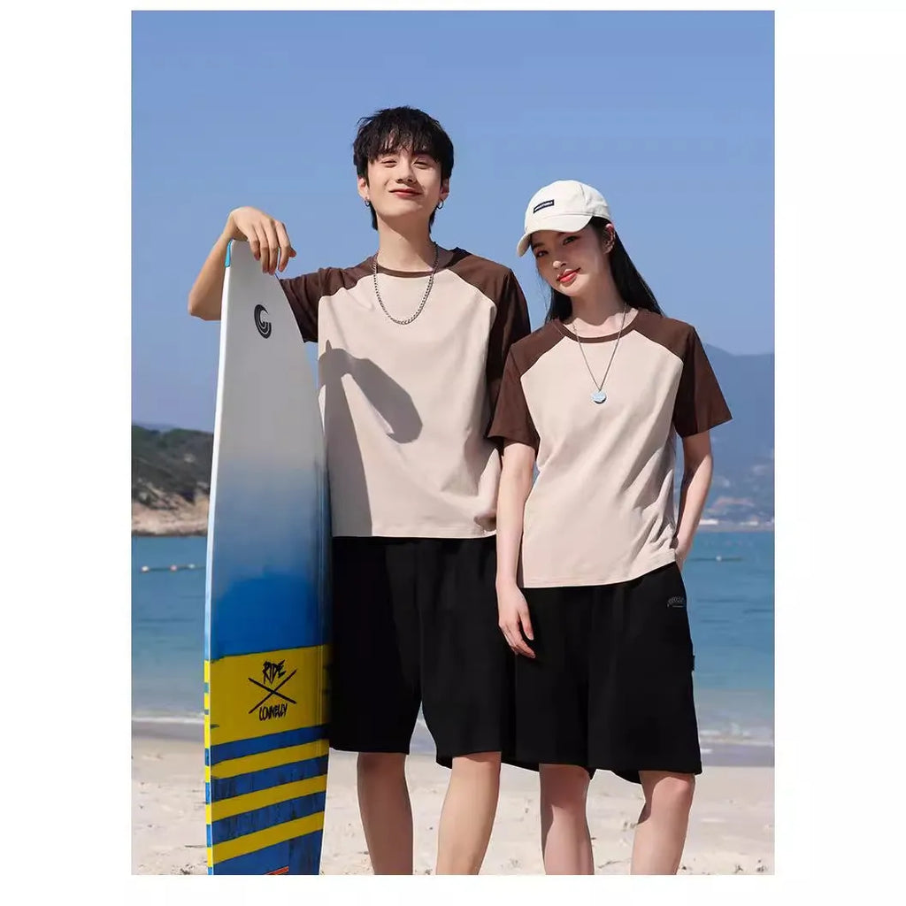 Men's loose fit round neck cotton blend t-shirt in army green colour with printing area visible