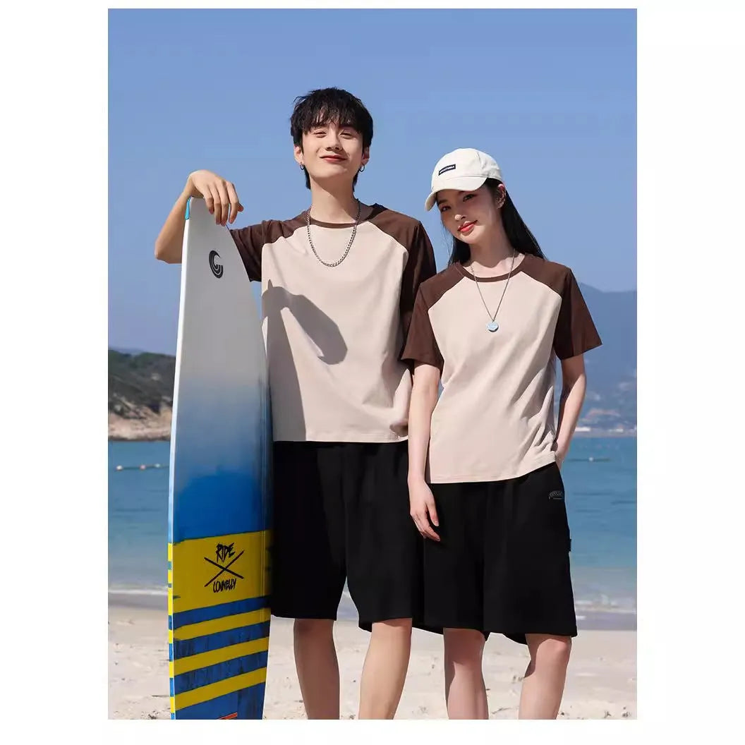 Men's loose fit round neck cotton blend t-shirt in army green colour with printing area visible