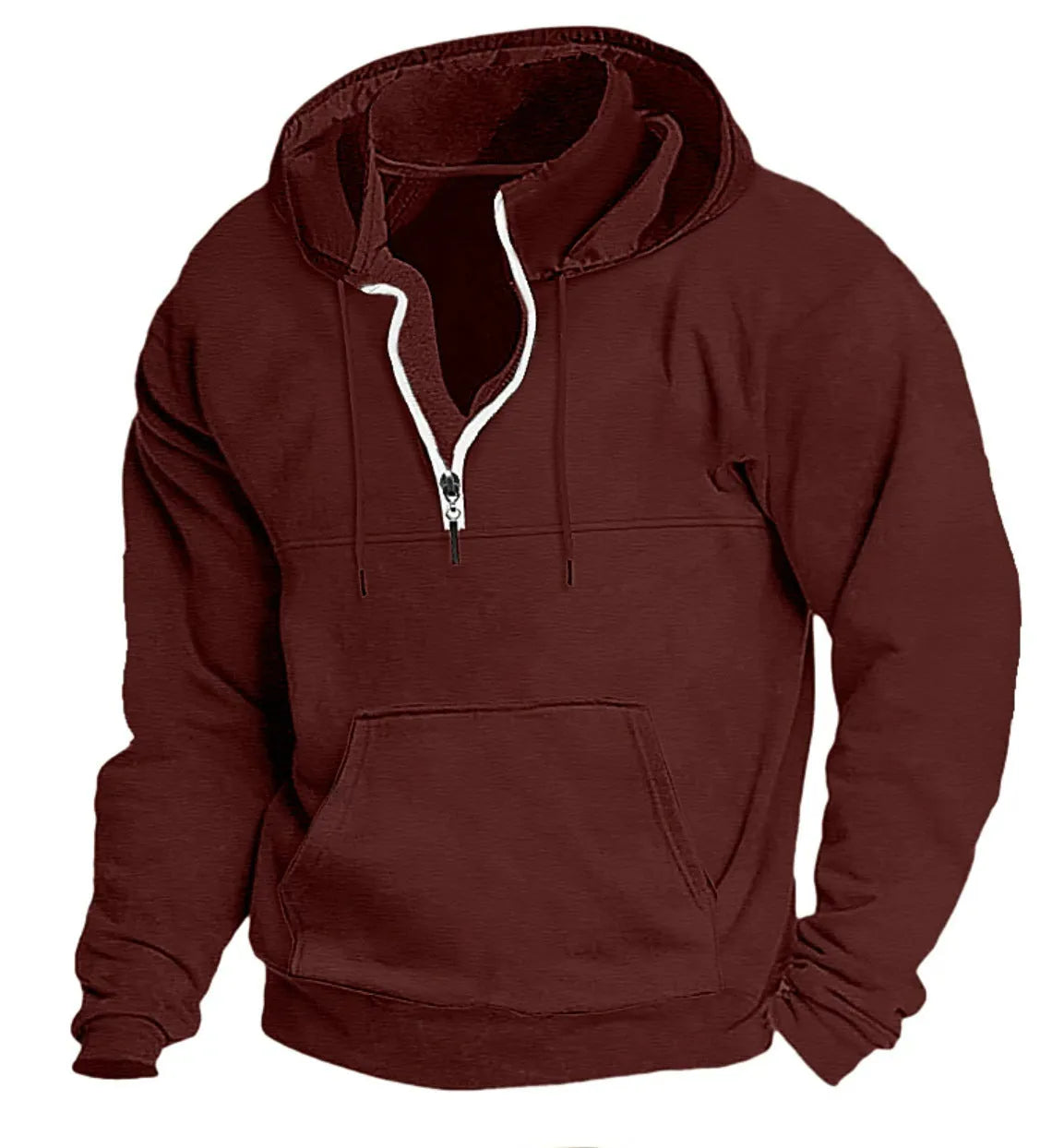 Men's hooded pullover sweatshirt in apricot, thick polyester fibre, long sleeve, winter casual jacket, sizes M-XXXL