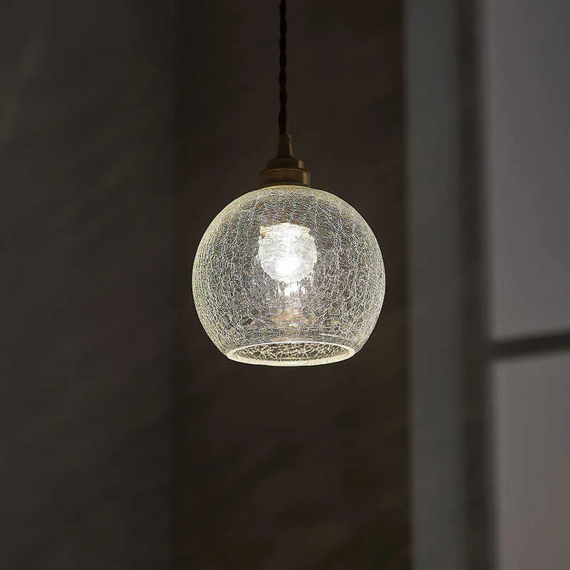 Brass and glass ball chandelier ceiling light with retro design