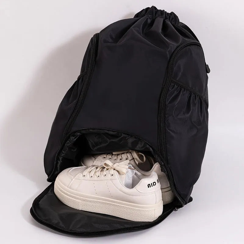 Large capacity cube-style sports backpack with drawstring closure in five colour options