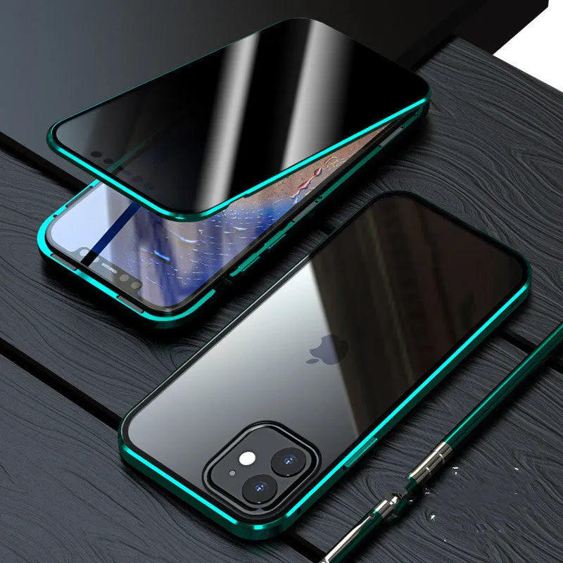 Magnetic privacy iPhone case with anti-spy screen protector in six colour options
