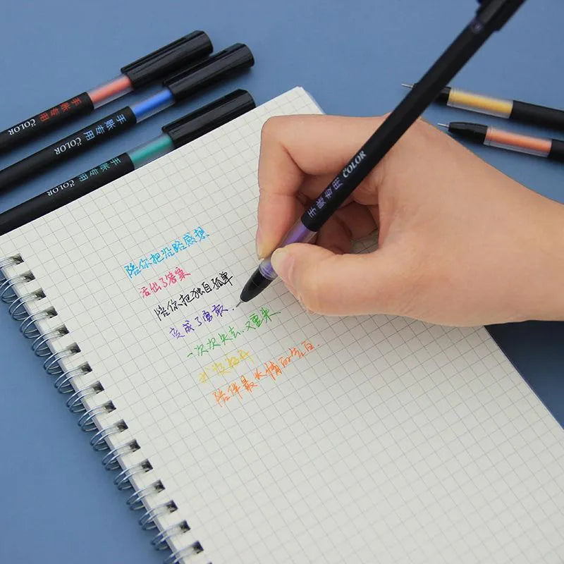 Candy colour gel pen set with plastic shell and non-erasable ink, available in random or twelve pen options.