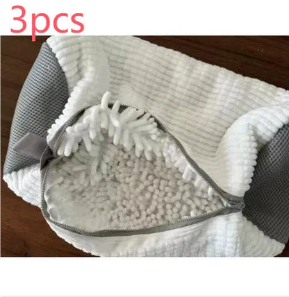 Shoe Cleaning Laundry Bag made of chenille fabric, designed to gently clean sneakers and tennis shoes in the washing machine