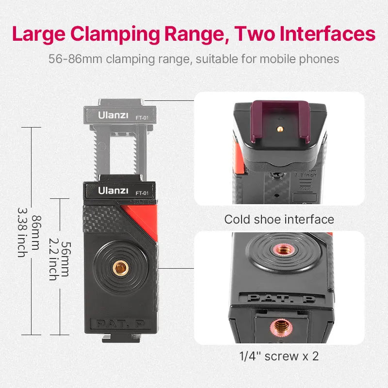 Black octopus mobile phone clip gimbal tripod set FT-01 with flexible legs and phone attachment