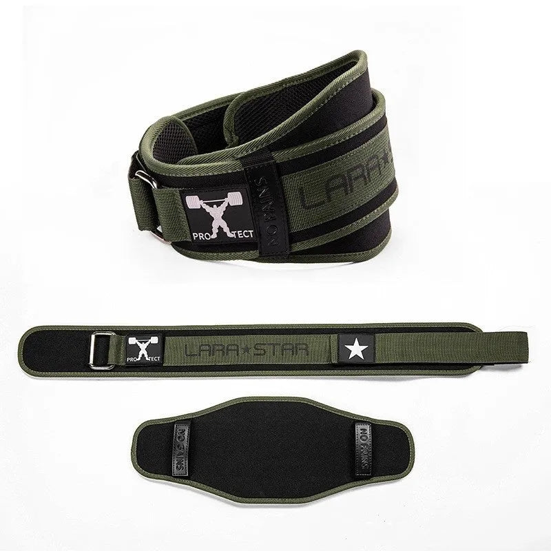Fitness belt for men in army green with lumbar support design for gym weight equipment use