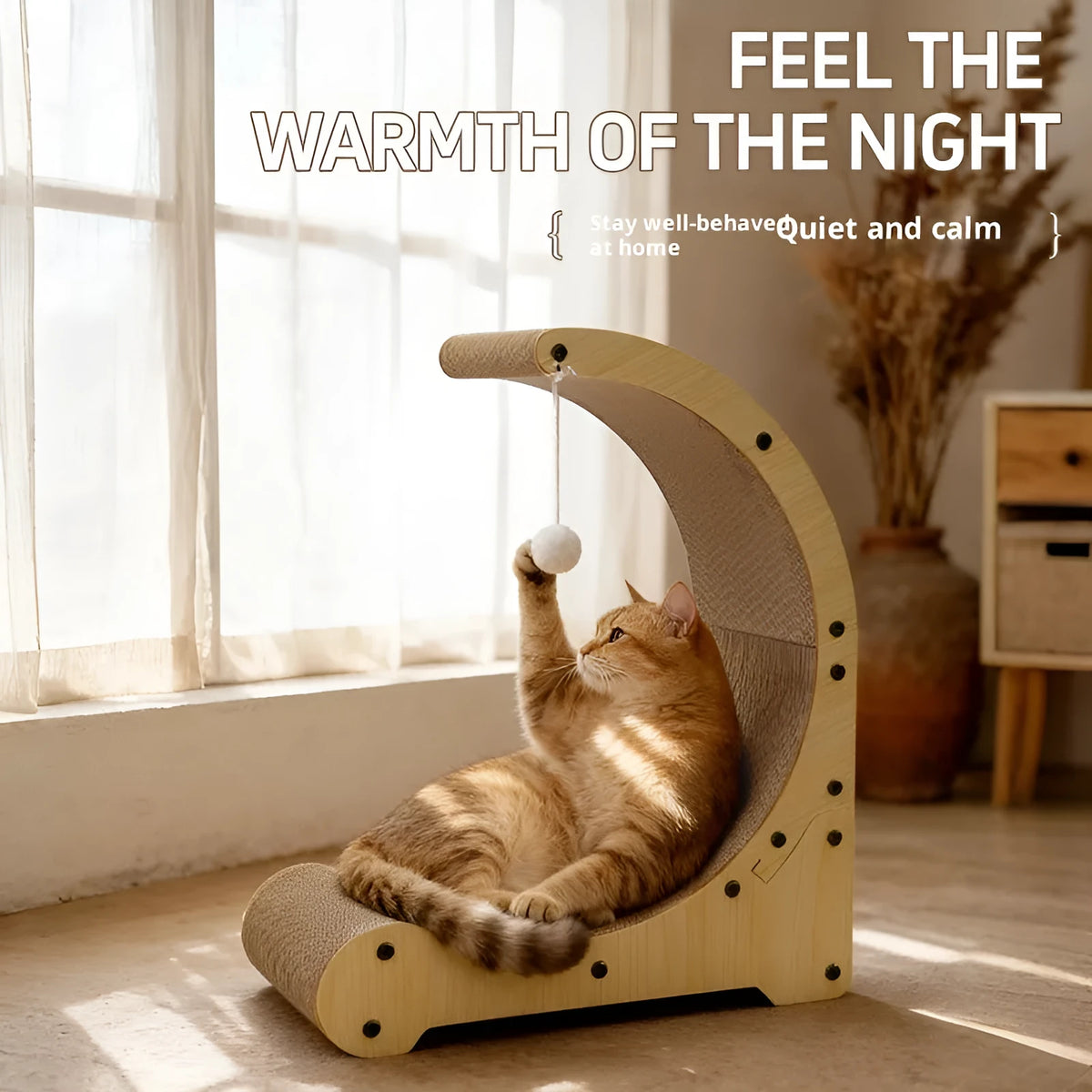 Arc-shaped corrugated paper cat scratching board nest climbing frame with replacement core, pastoral style