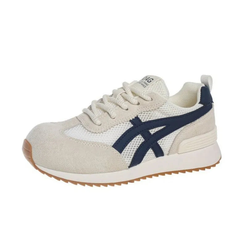 Women's white lace-up casual sneakers with non-slip soles and low-top design