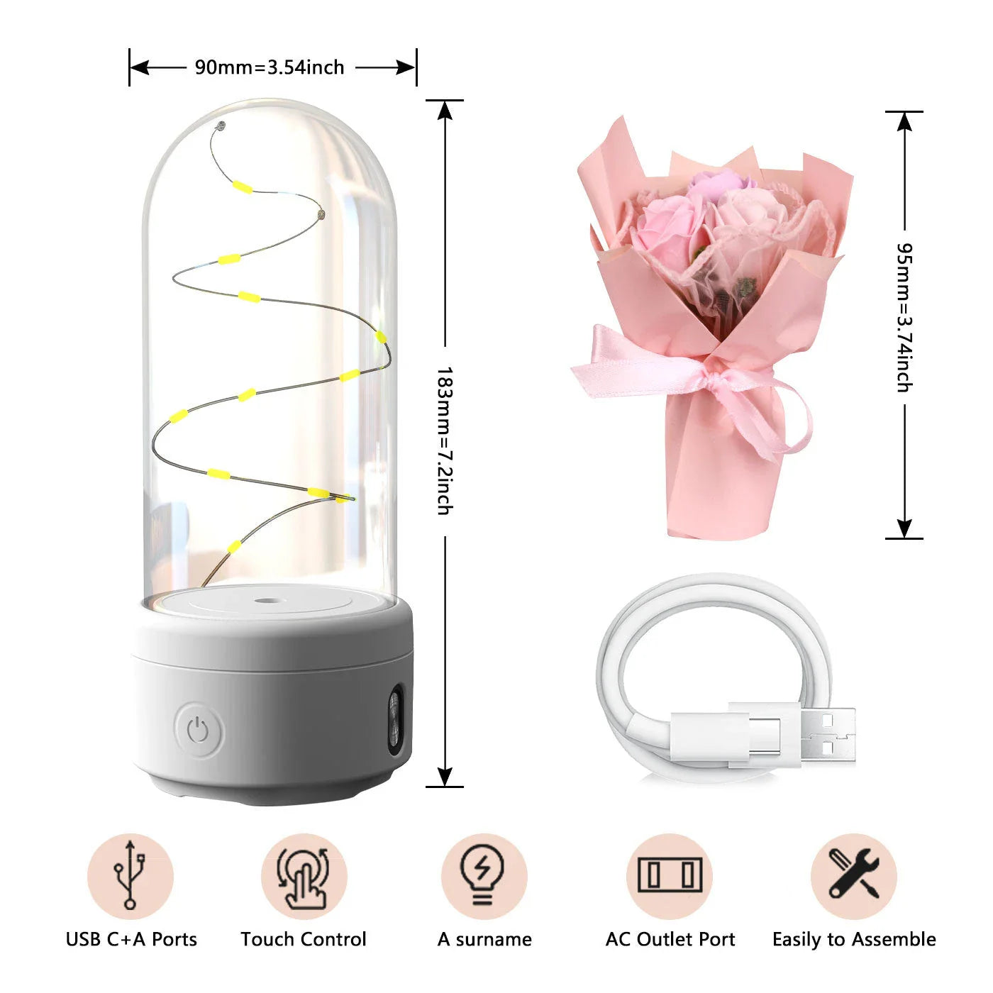 Enchanting 2-in-1 Rose Bouquet: Bluetooth Speaker and Luminous Night Light, with a mesmerizing LED light display and high-quality audio