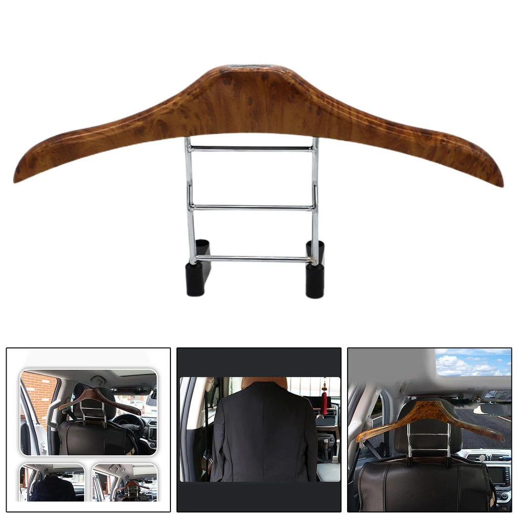 Wood yellow stainless steel car clothes hanger measuring 46.5cm for suits and uniforms