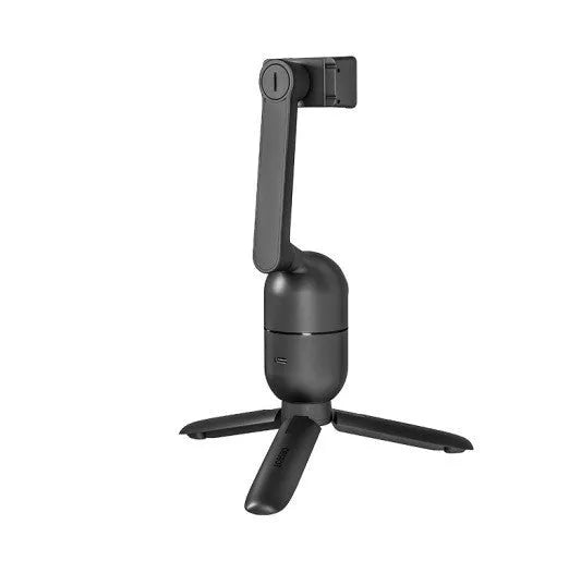 Black foldable PTZ phone bracket with tripod for face-following live streaming